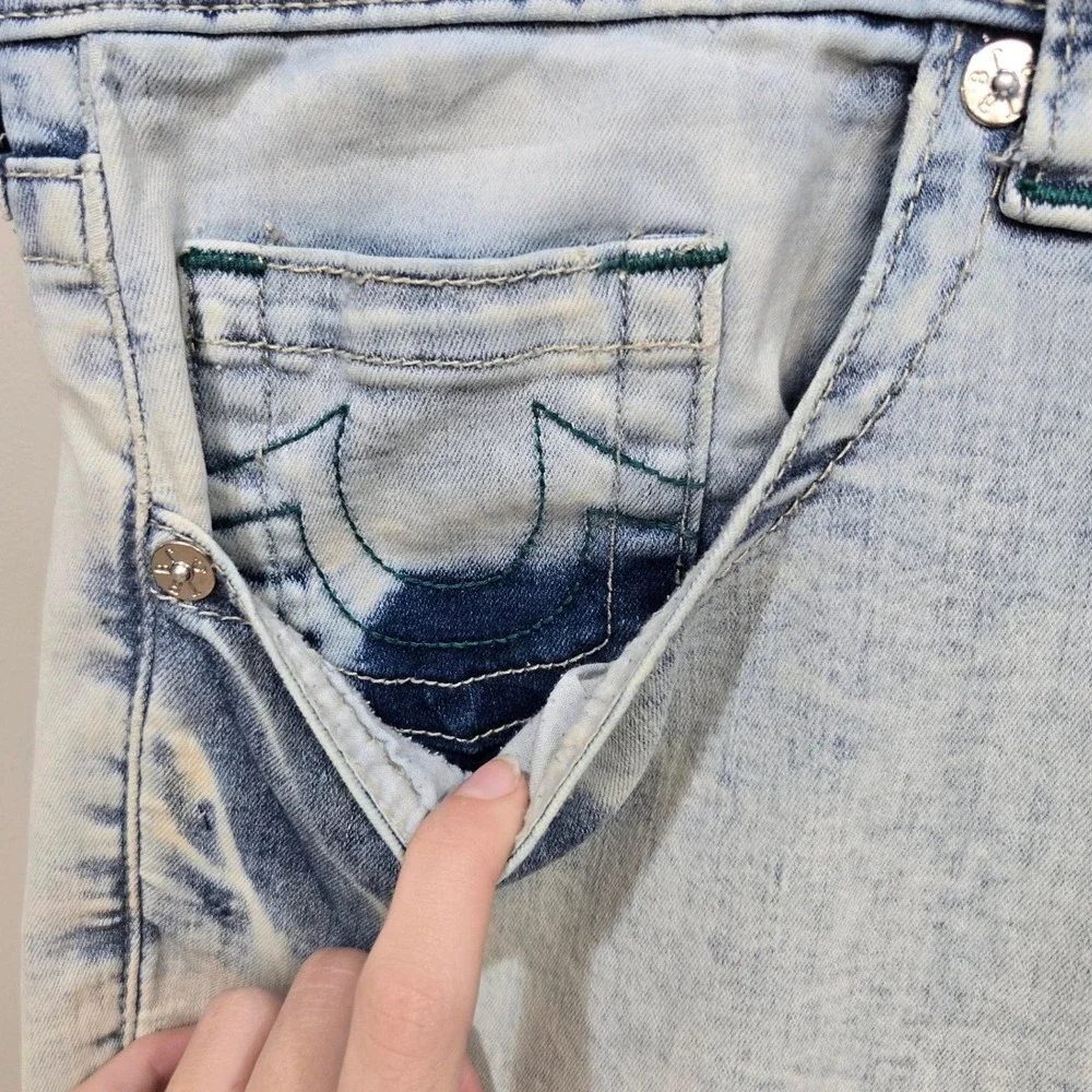 True Religion Ricky Jeans 34 Light‎ Wash Relaxed Straight Streetwear Y2K Skater